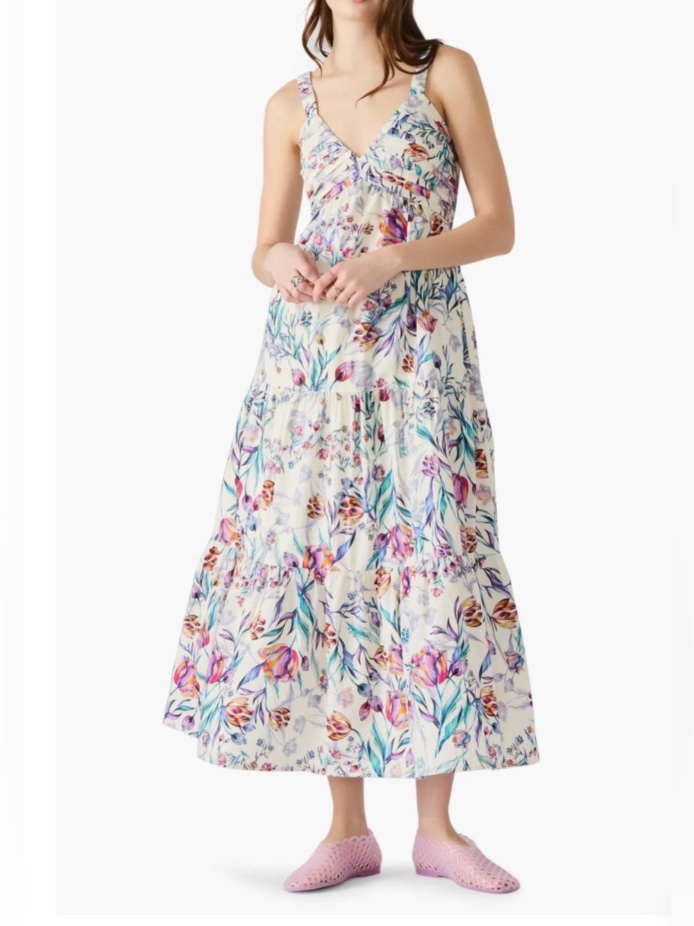Steve Madden Eliora Floral Tiered Cotton Sundress Women’s Size M